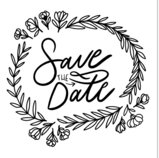 save the date written in cursive surrounded by a hand-drawn floral wreath