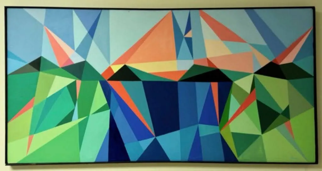 A painting created by a church member on display
