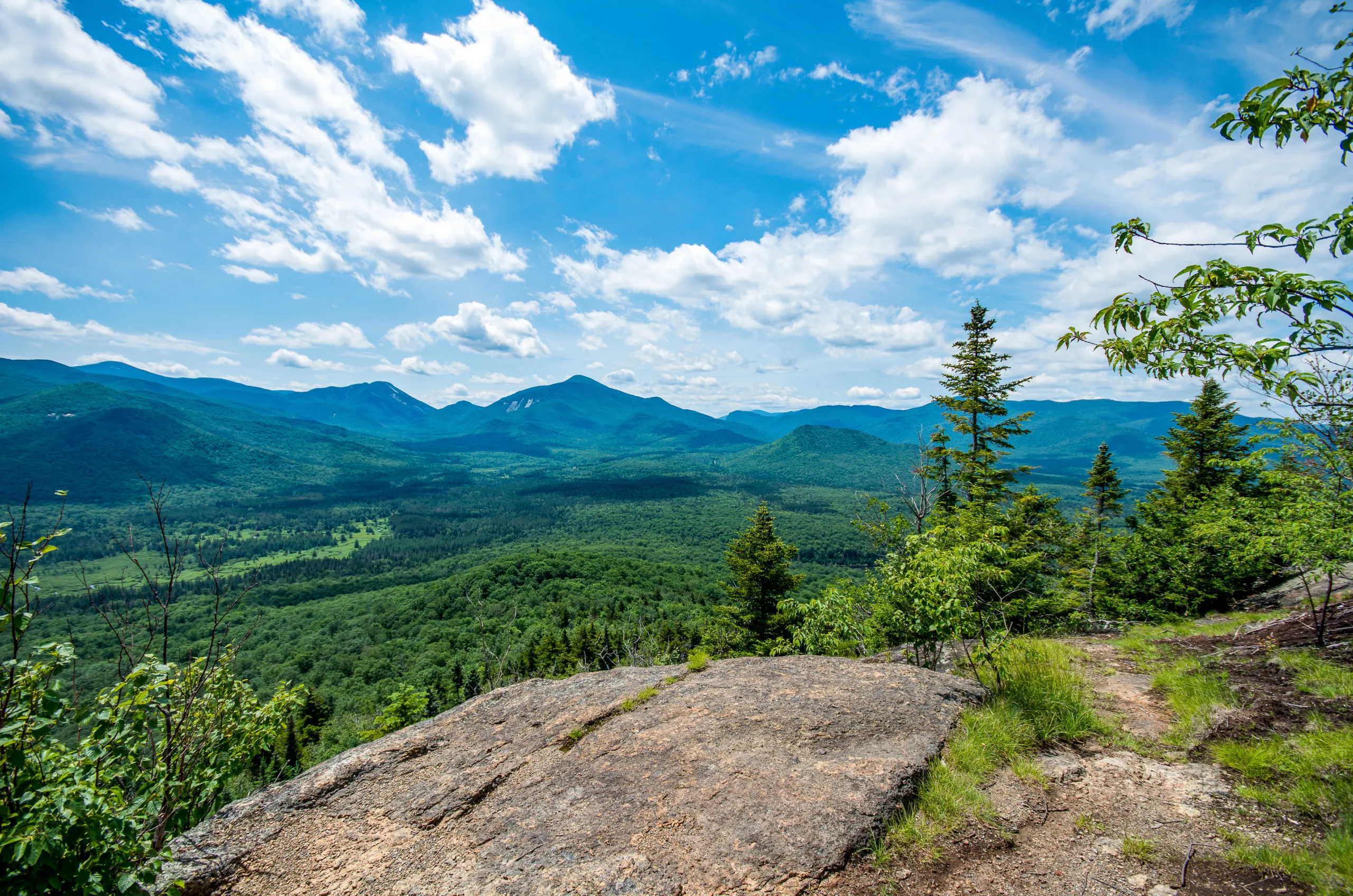Hikers on Mount Van Hoevenberg in the Adirondack Mountains near Lake Placid, NY