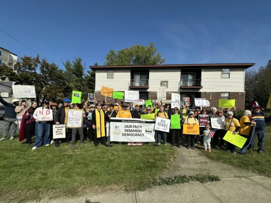 Protesters gathered at a 'No Kings' rally