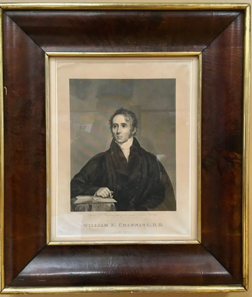 An engraved historical portrait of William Ellery Channing