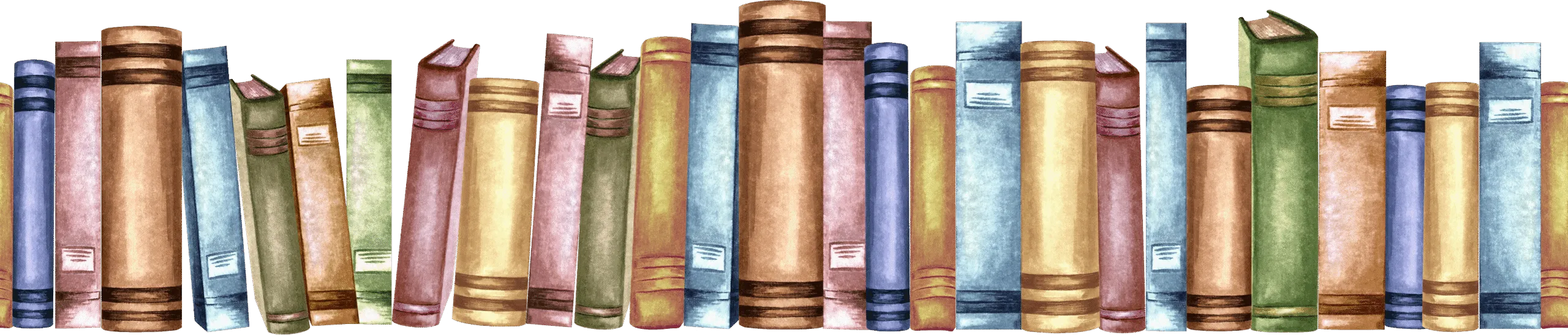 A cropped view of a row of books on a shelf