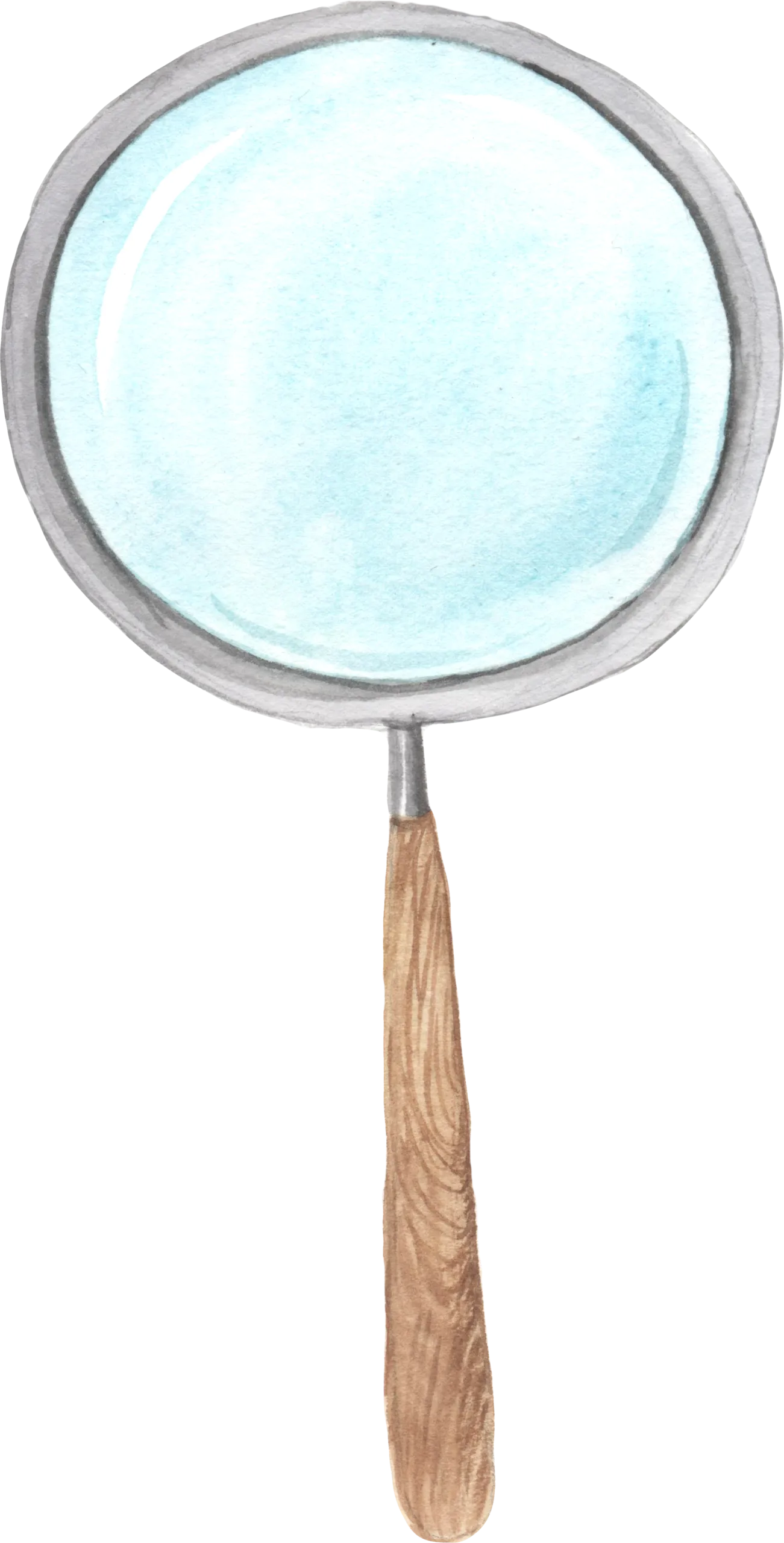 Illustration of a magnifying glass with a wooden handle
